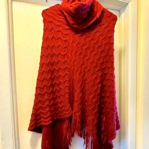 Adorable Warm Cozy Cowl turtle neck pull over sweater Size Small Pretty Red